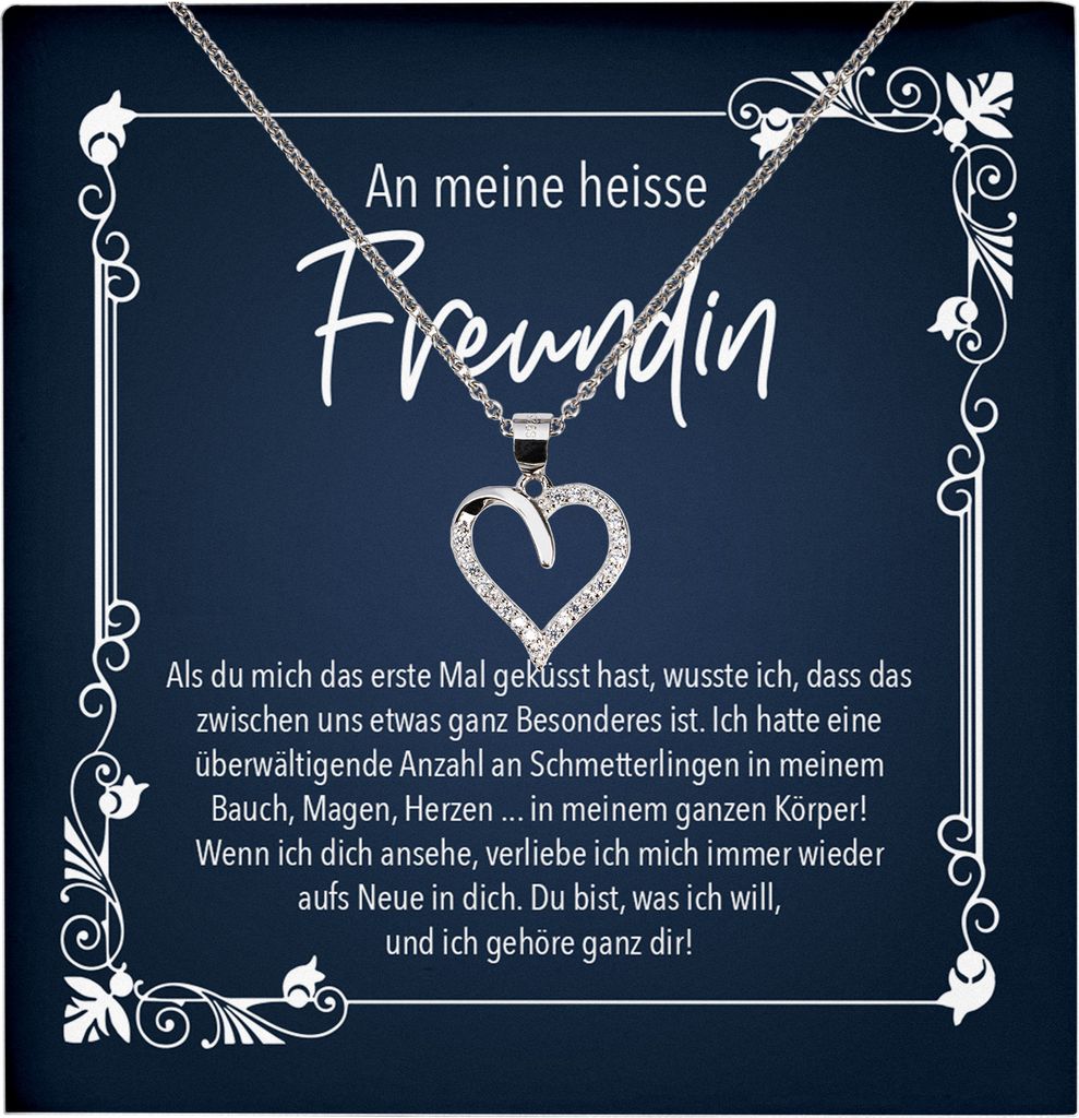 22Feels Echt Silber Halskette - An Meine Heisse Freundin Geschenk Frauen Schmuck Set Jahrestag Valentinstag für Sie Geburtstag - Herz Anhänger, K...