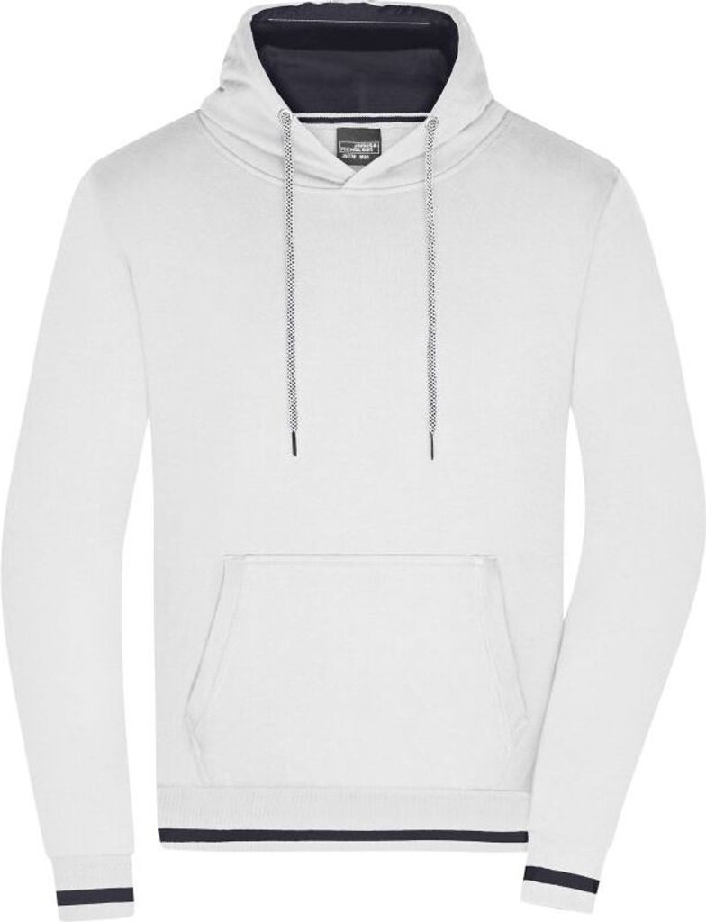 Men's Club Hoody Kapuzensweat im modischen Design white/navy, Gr. L