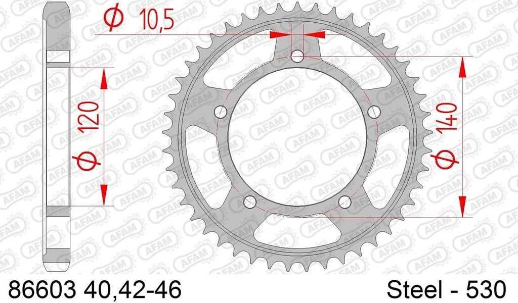 AFAM Standard Stahlritzel hinten 86603 - 530
