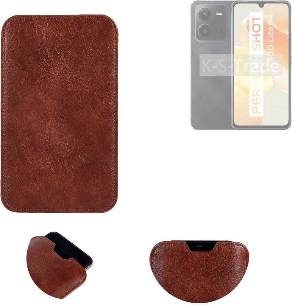K-S-Trade Schutzhülle Handyhülle kompatibel mit Vivo X80 Lite Handytasche Kunstleder Sleeve in braun