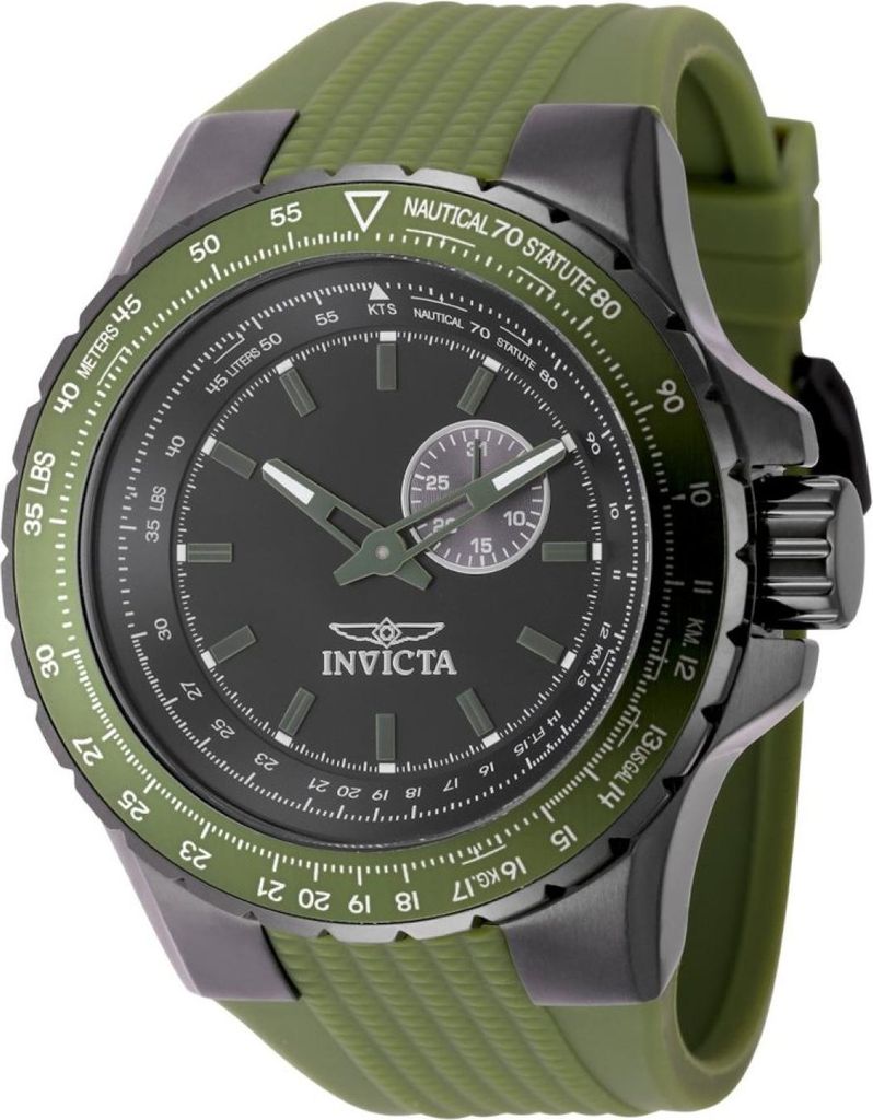 Invicta Aviator 49729 Herren uhr - Wasserdicht - Analog - Quarzuhrwerk - Edelstahl mit schwarzen zifferblat - 50mm