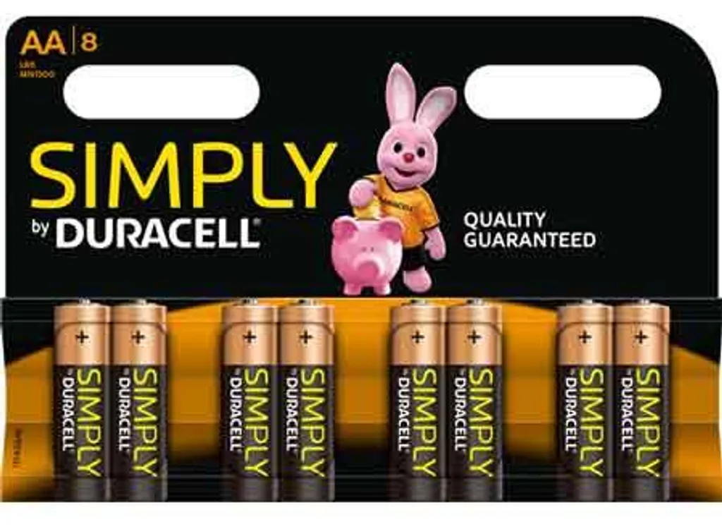 Lot de 8 piles alcalines AA Duracell Simply LR6 1.5V haute performance