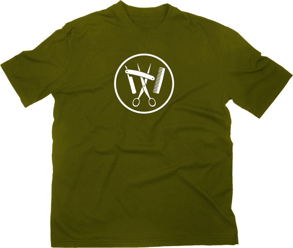 Styletex23 T-Shirt Friseur Zunft Zunftwappen Logo, oliv, XXL