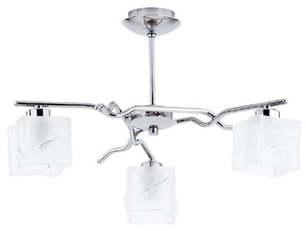 Suspension triple BALENO métal blanc 3xE14 - Design carré 36x46 cm
