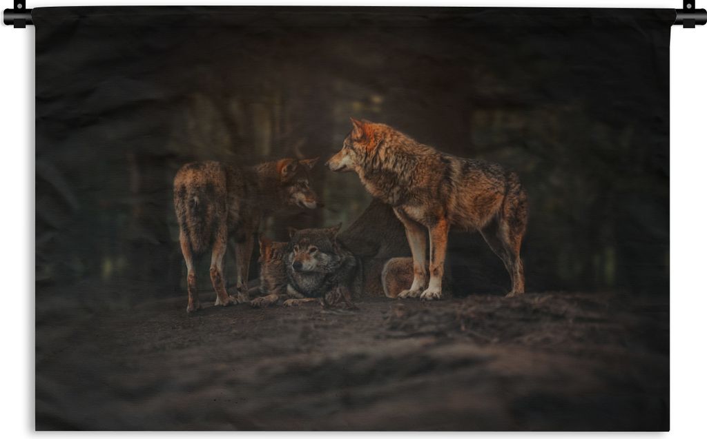 MuchoWow Wandteppich Wandbehang Wolf - Tiere - Wald 60x40 cm Tapisserie Dekoration Wandtuch - Wanddekorationen