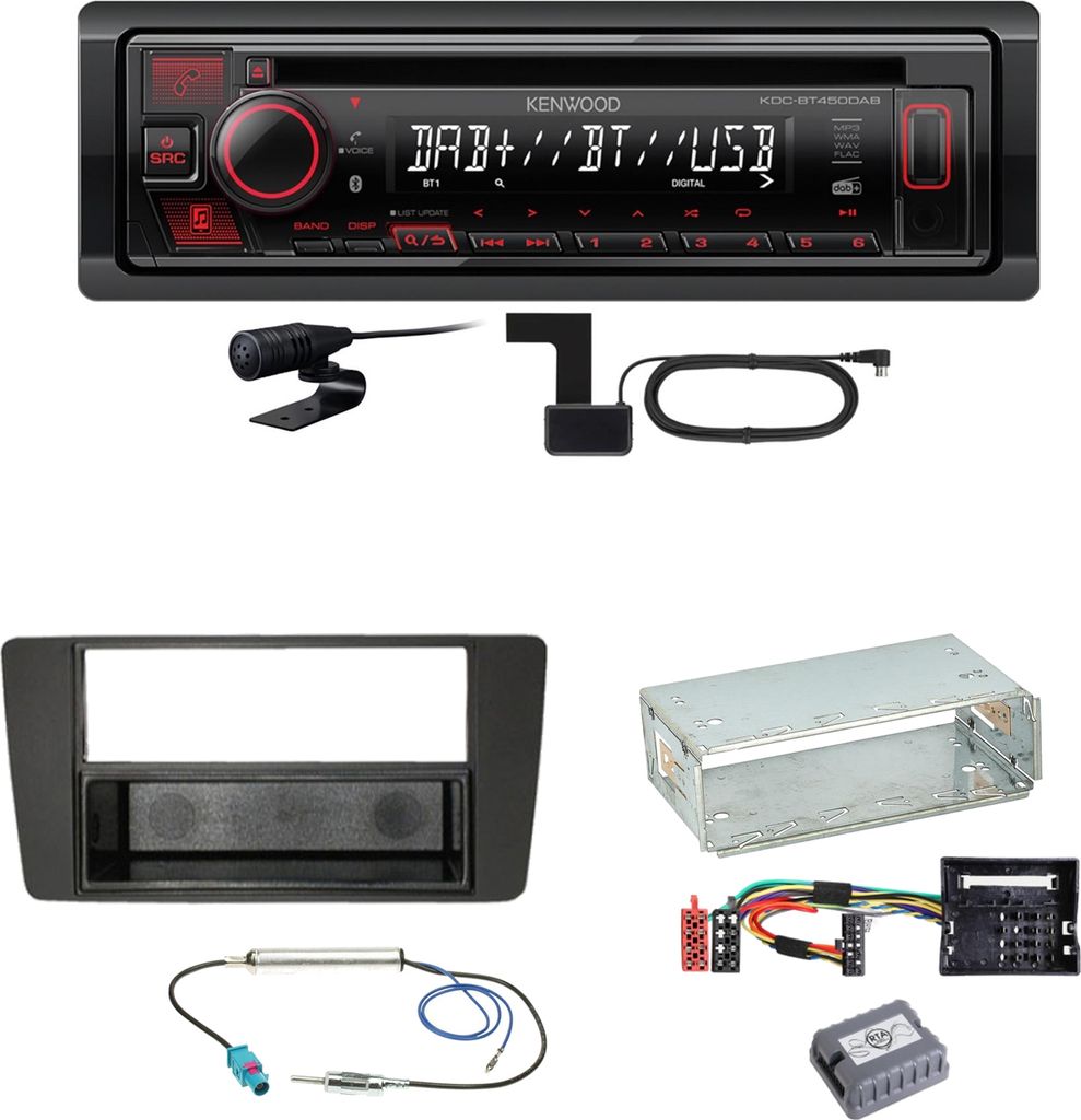 Kenwood KDC-BT450DAB Bluetooth DAB CD Einbauset für Skoda Octavia 2 Yeti 5L