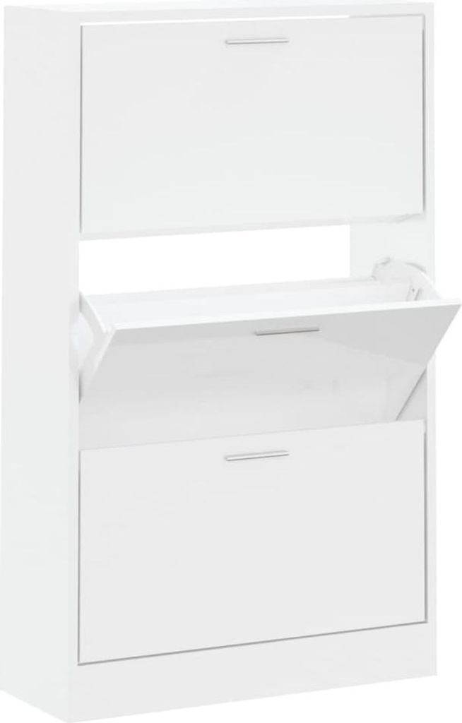 vidaXL Schuhschrank Hochglanz-Weiß 63x24x103 cm Holzwerkstoff