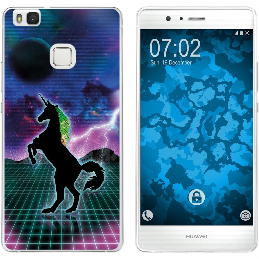 PhoneNatic Case kompatibel mit Huawei P9 Lite Silikon-Hülle Retro Wave Einhorn M2