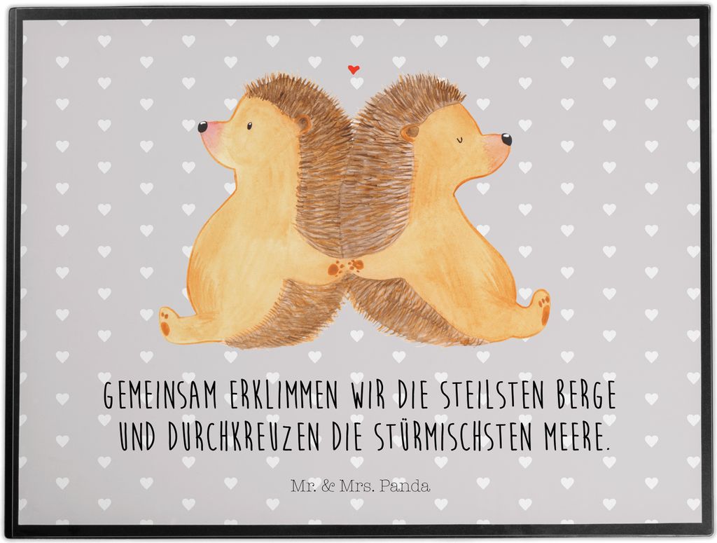 Mr. & Mrs. Panda Schreibunterlage Igel händchenhaltend - Grau Pastell - Geschenk, tischschutzmatte, schreibtischunterlage, Freundin, Verknallt, ma...
