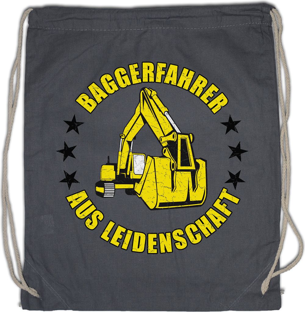 Urban Backwoods Baggerfahrer Aus Leidenschaft, Turnbeutel, Farbe: Grau