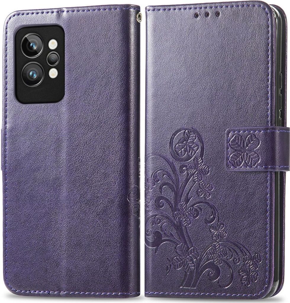 Mobigear Clover Realme GT2 Pro Hülle Klapphülle Geldbörse - Lila