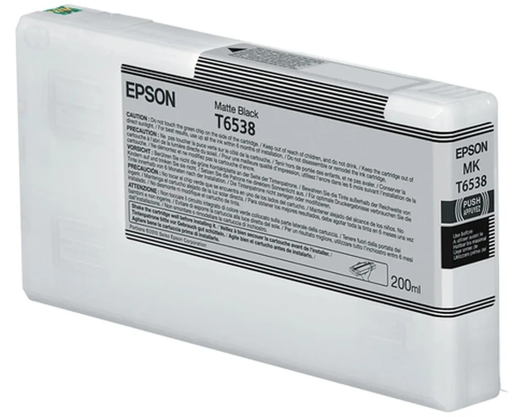 Cartouche Epson T6538N Noir Mat 200 ml pour Tirages Photo et Dessins