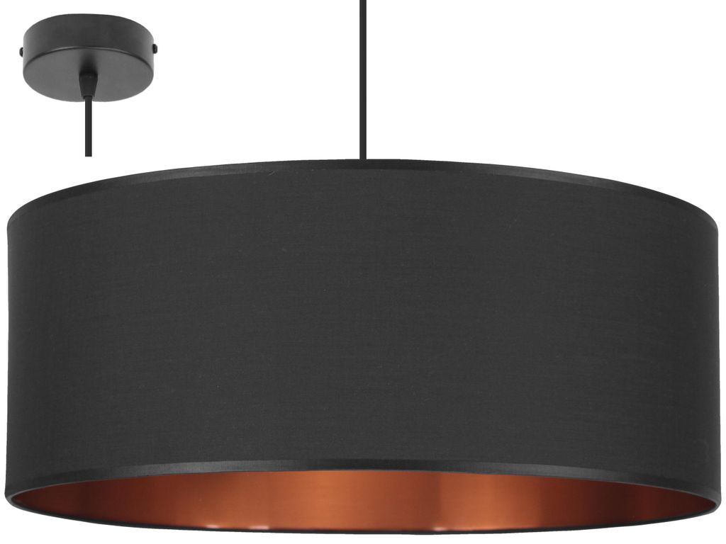 Moderne Pendelleuchte mit kupferfarbenem Mittelteil – Hängelampe mit Lampenschirm