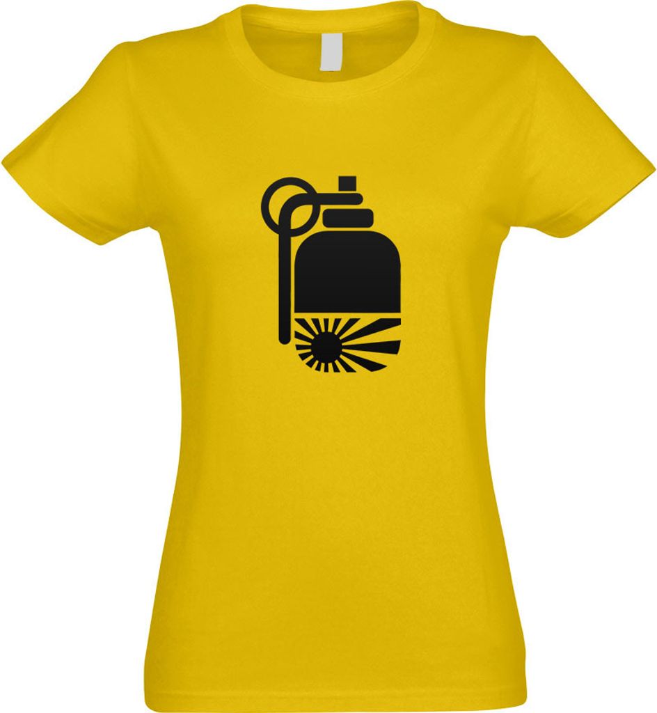 Kiwistar - T-Shirt tailliert - Damen - gelb - JDM Granate - mit Motiv Bedruckt - Funshirt Design - Sport - Freizeit - Damen - S