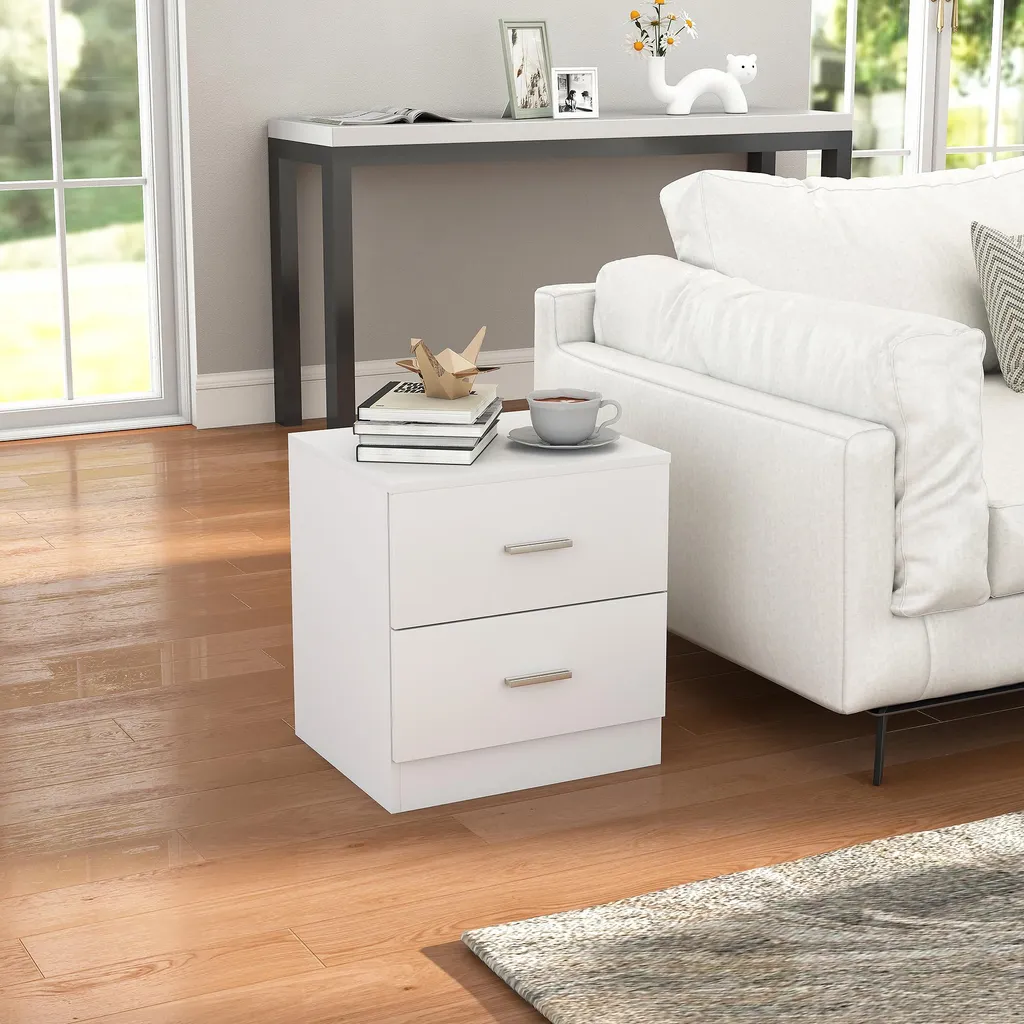 Table de Chevet 45cm Blanche : Solution de Rangement Compacte et Chic - 8