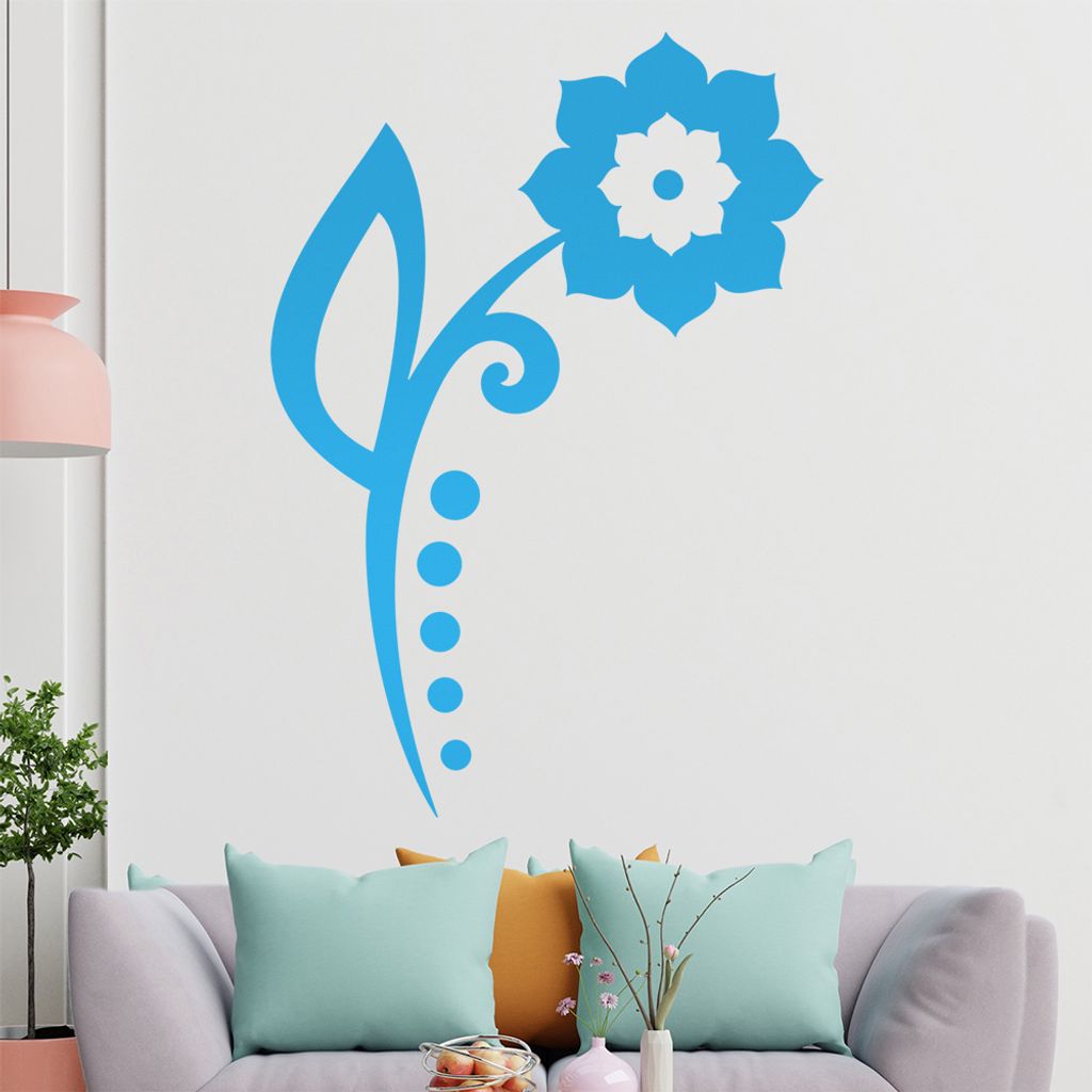 Blume - Linien Punkte Wandtattoo in 6 Größen - Wandaufkleber Wall Sticker - Dekoration, Küche, Wohnzimmer, Schlafzimmer, Badezimmer