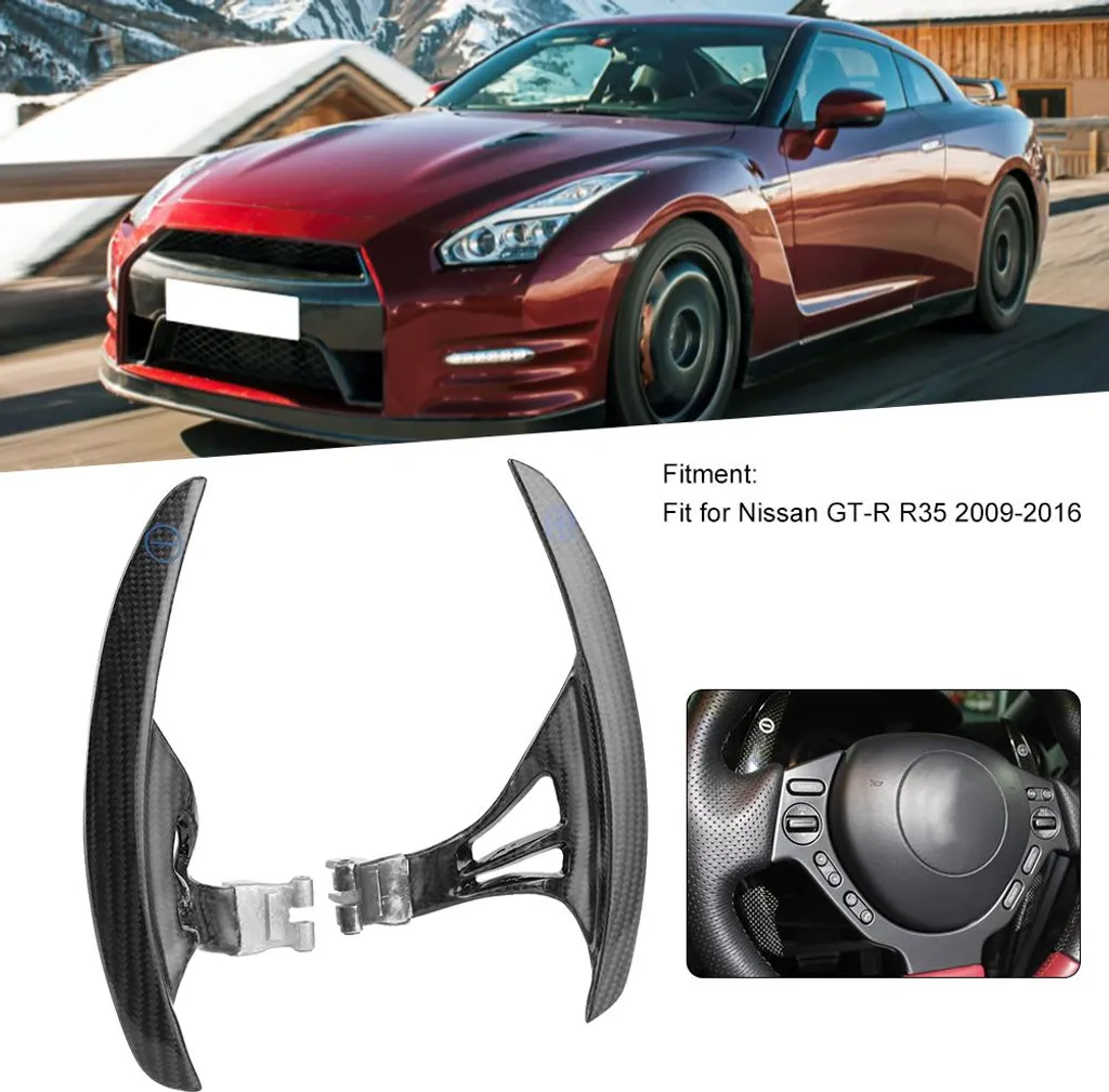 Palettes de volant en carbone noir pour Nissan GT-R R35 2009-2016 Sport