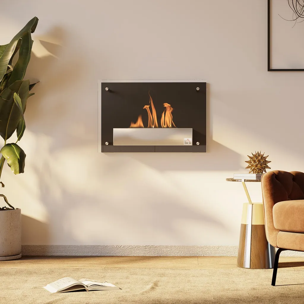 Cheminée bioéthanol murale encastrable sans fumée ni odeur acier 60 cm - 3