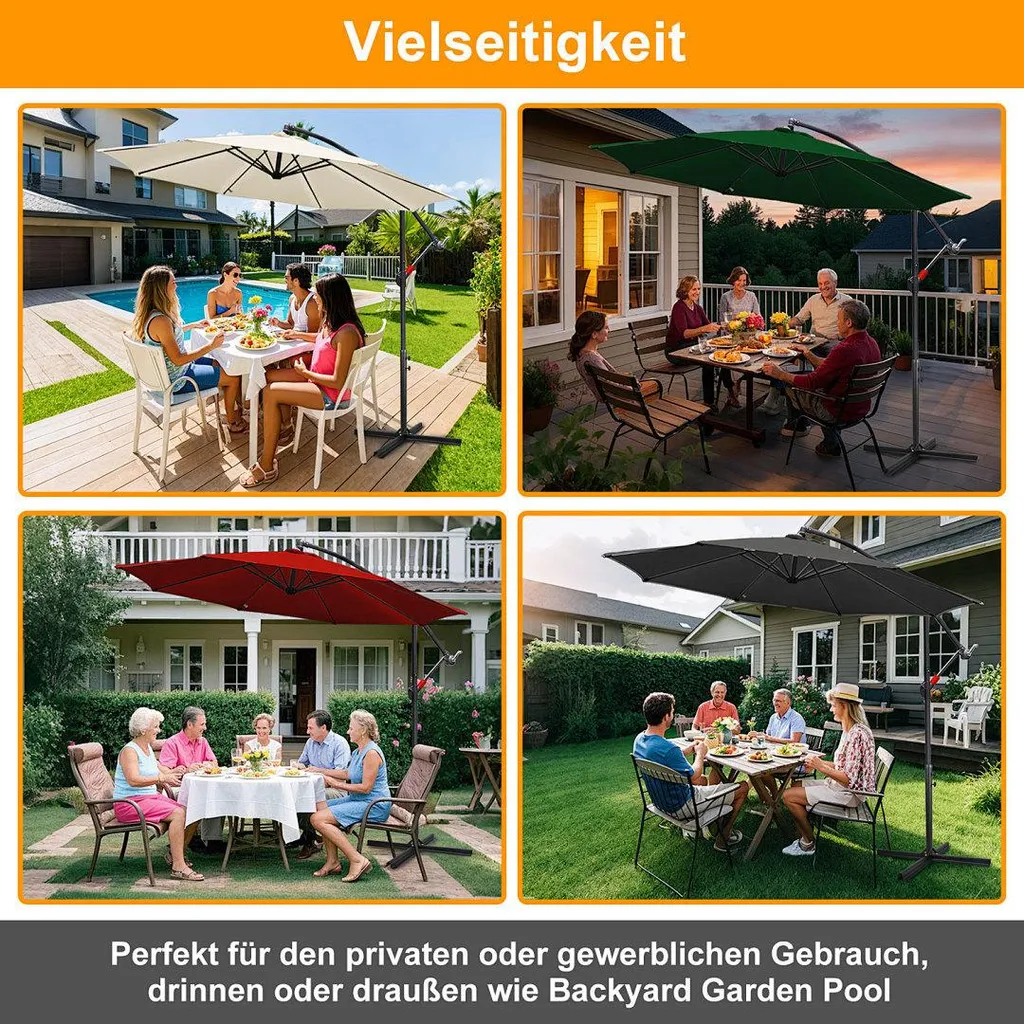 Ombrellone Izrielar 3 m grigio – Ombrellone moderno per terrazze, giardini e piscine - 11