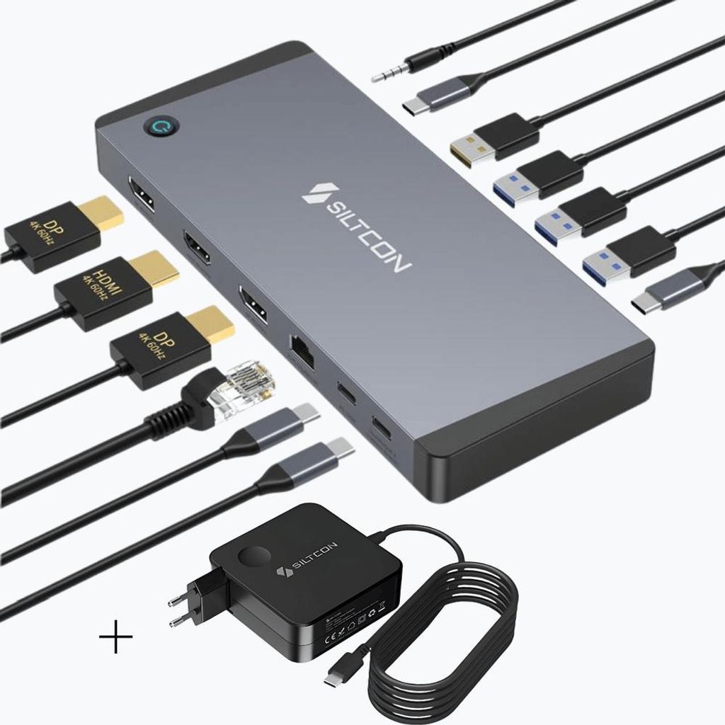Siltcon® 14-in-1 USB-C Dockingstation mit 100W Adapter – 2x Produktbild 