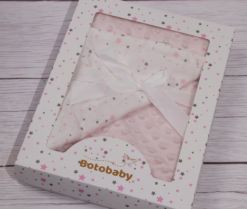 Baby Wendedecke 75x100 cm – Rosa mit Sternen – Doppellagig Produktbild 