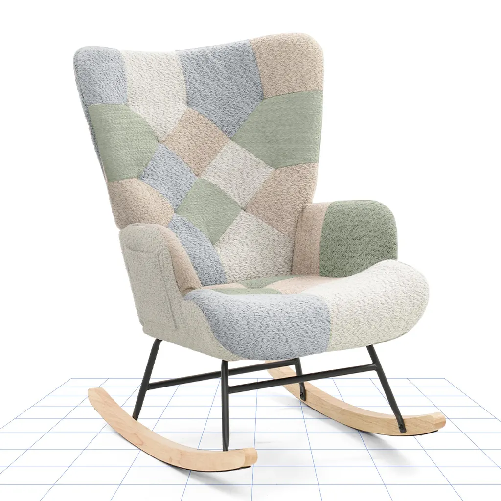 Poltrona Allattamento FLEXISPOT: Sedia a Dondolo Beige con Braccioli