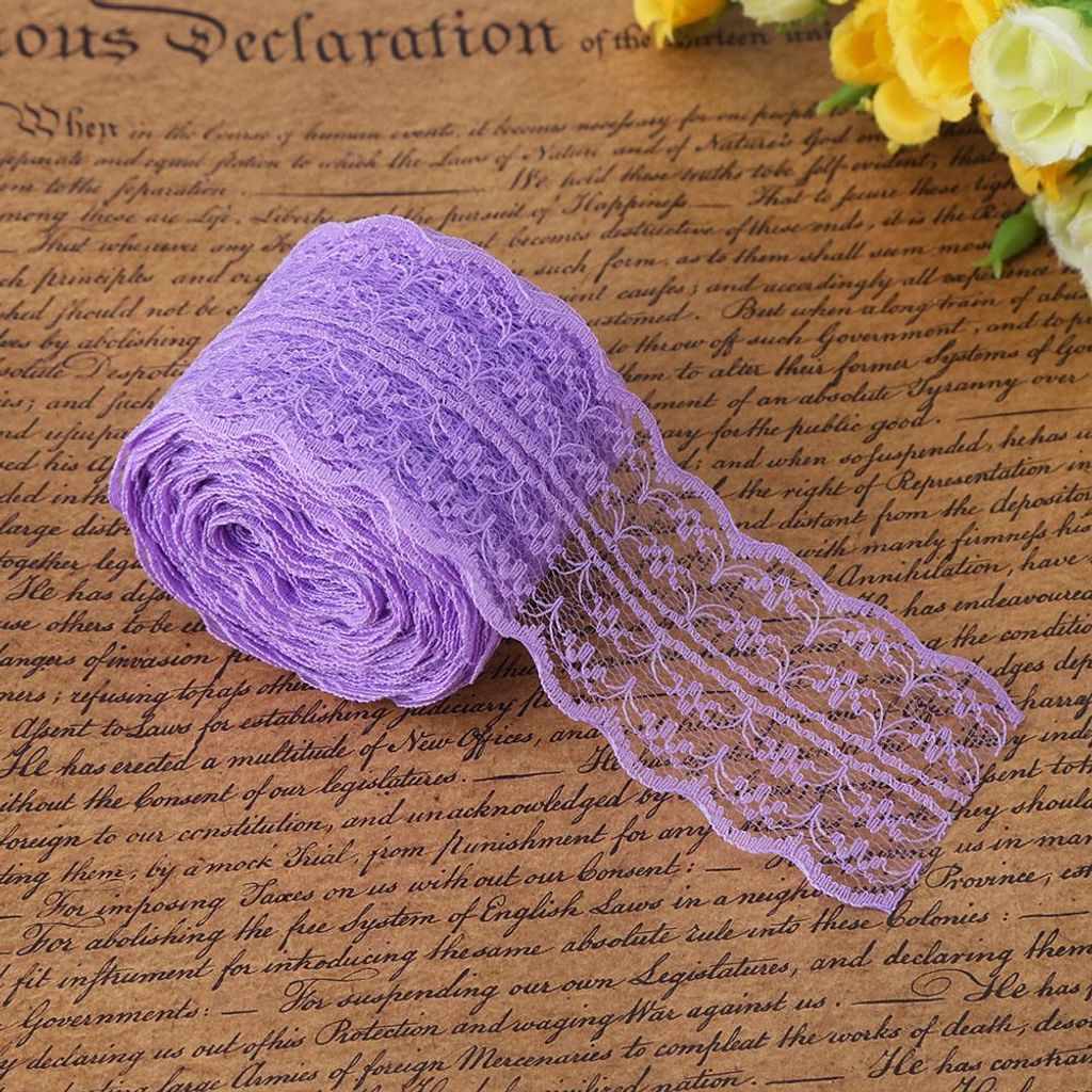 BAFOVY Spitzenverkleidung, 10 M X 4,5 cm DIY -Spitzenband mit Polyester Seide fr Kleidung Hochzeitskleid Haarzubeh?r Home Decor (helles Lila)