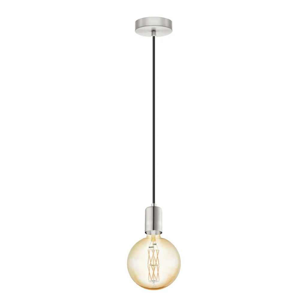 Lampada A Sospensione Industriale Eglo Chepstow, Stile Vintage In Acciaio Argentato Anticato, Attacco E27