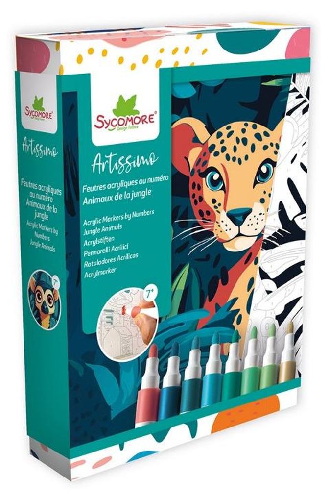 Sycomore Malen nach Zahlen Acrylstifte - Jungle Kreativspielzeug 7+