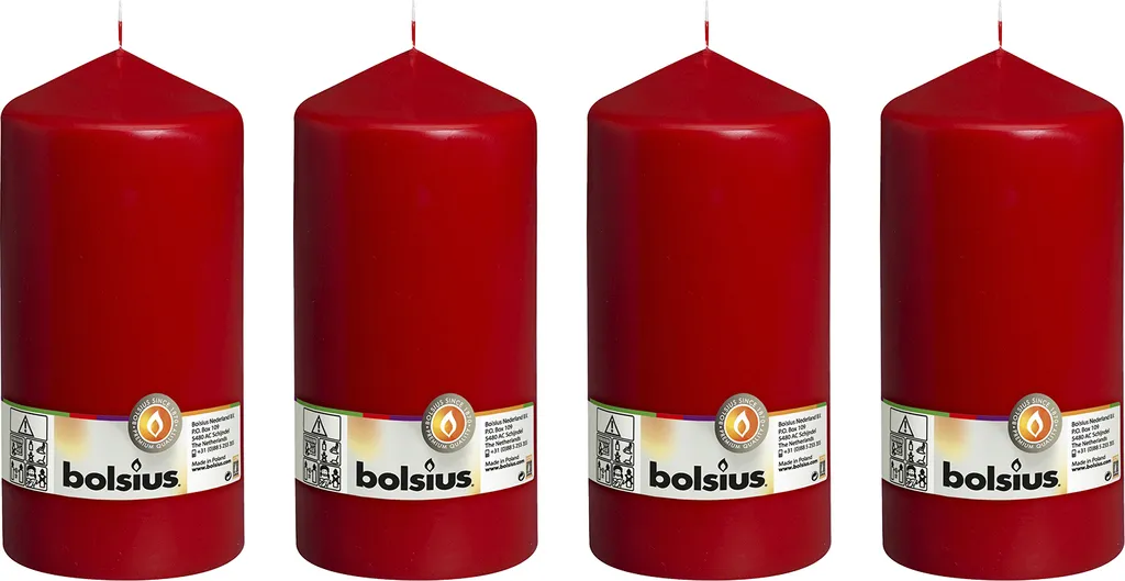 Set 4 Candele Rosse a Colonna 20x9,8 cm | Ceri Grandi per Arredo Casa