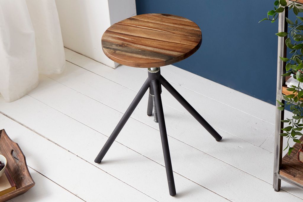 riess-ambiente Höhenverstellbarer Sitzhocker FACTORY Akazie Produktbild 3