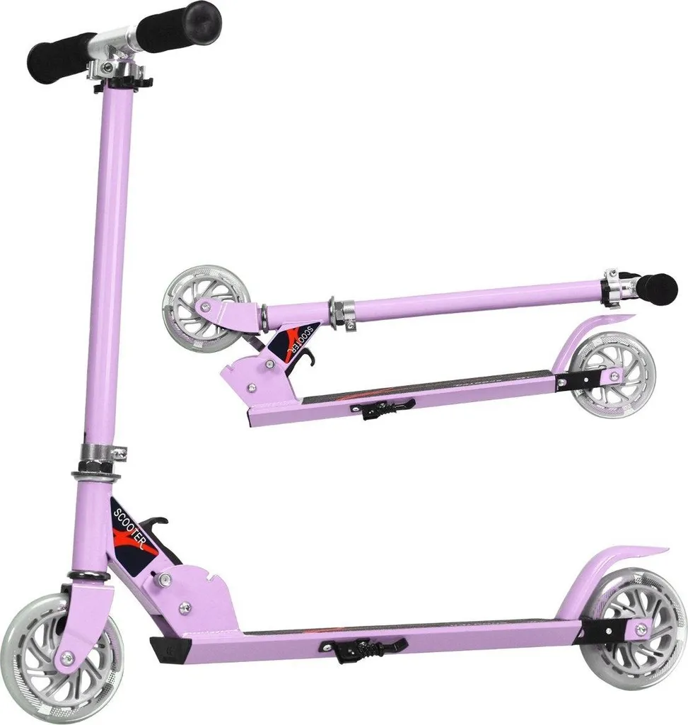 Trottinette enfant compacte évolutive avec roues LED anti-chute violette
