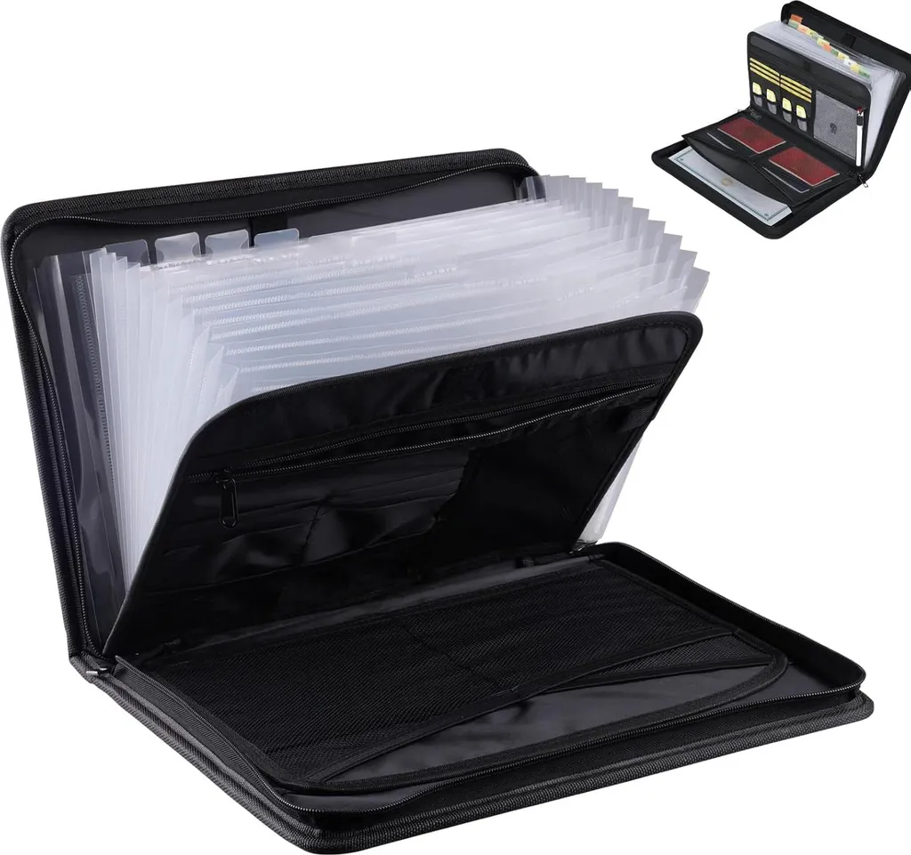 Rangement Documents A4 pour Maison et Bureau avec 13 Soufflets et Zip