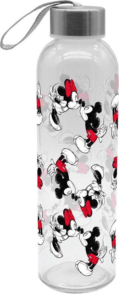 Trinkflasche Mickey Kiss Sketch rot Glas Produktbild 