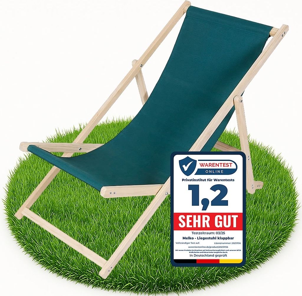 Melko plážové skládací dřevěné zahradní lehátko - zelené Obrázek produktu 