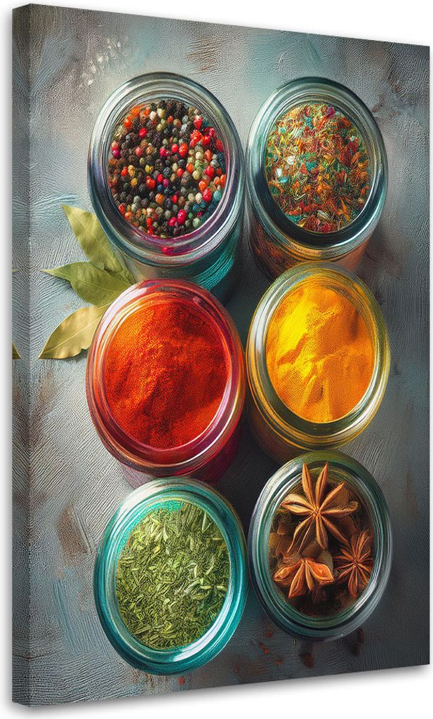 Leinwandbild Aromatische Gewürze und Kräuter 70x100 Feeby Bunt bild für die wand bereit zum aufhängen