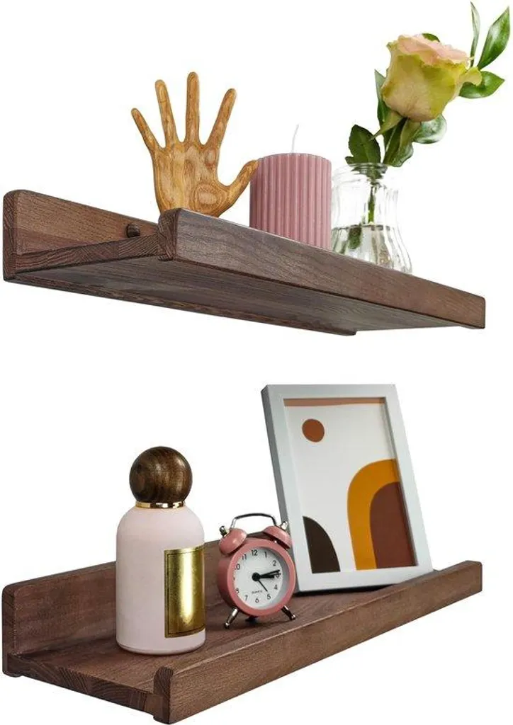 Étagère murale étroite en bois noyer 40 cm suspendue - Modèle IXO-40