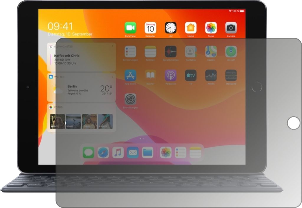 Schutzfolie für Apple iPad 10.2 Zoll (2020) mit Sichtschutz Blickschutz Folie