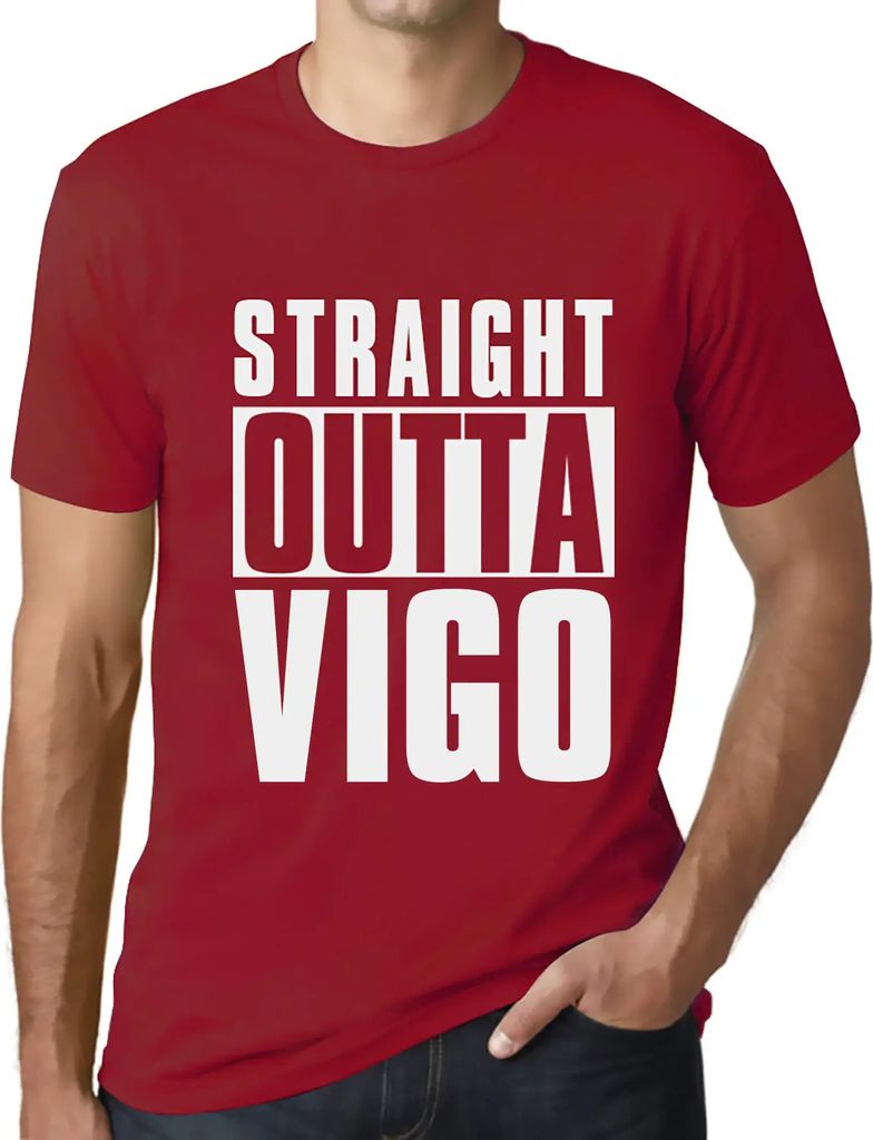 Herren Grafik T-Shirt Straight Outta Vigo Öko-Verantwortlich Vintage Jahrgang Kurzarm Lustige Druck Geburtstag Geschenk Mann