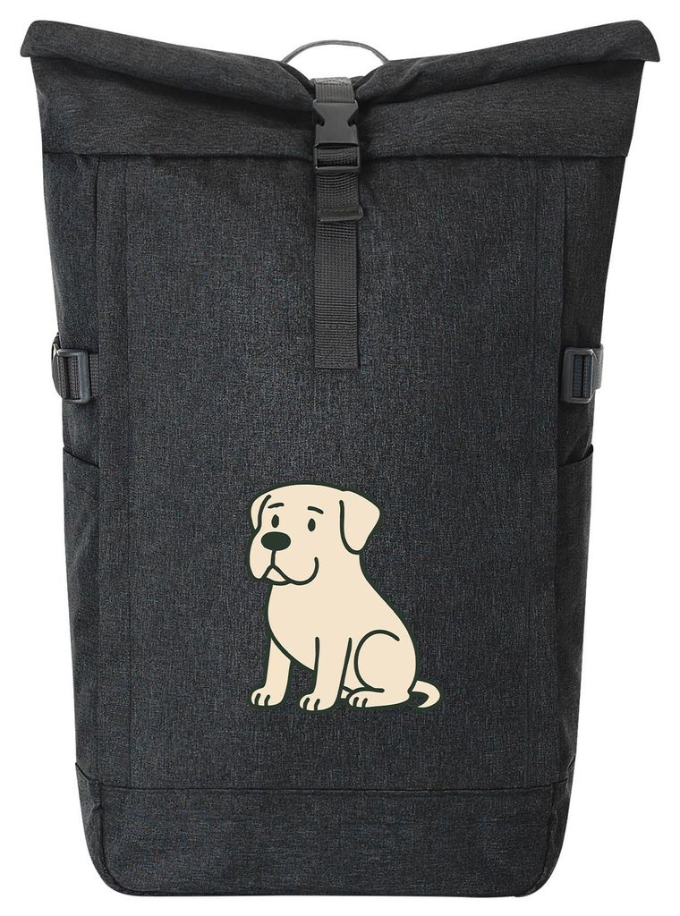 Huuraa Kurierrucksack Mastiff Comic Masti 30-44 Liter Black Melange Fairtrade Rolltop Rucksack Geschenkidee