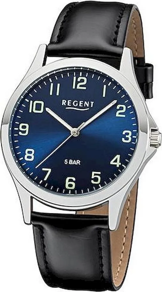 Montre Homme Regent 1112421 - Classique en Acier Argenté et Cuir Noir