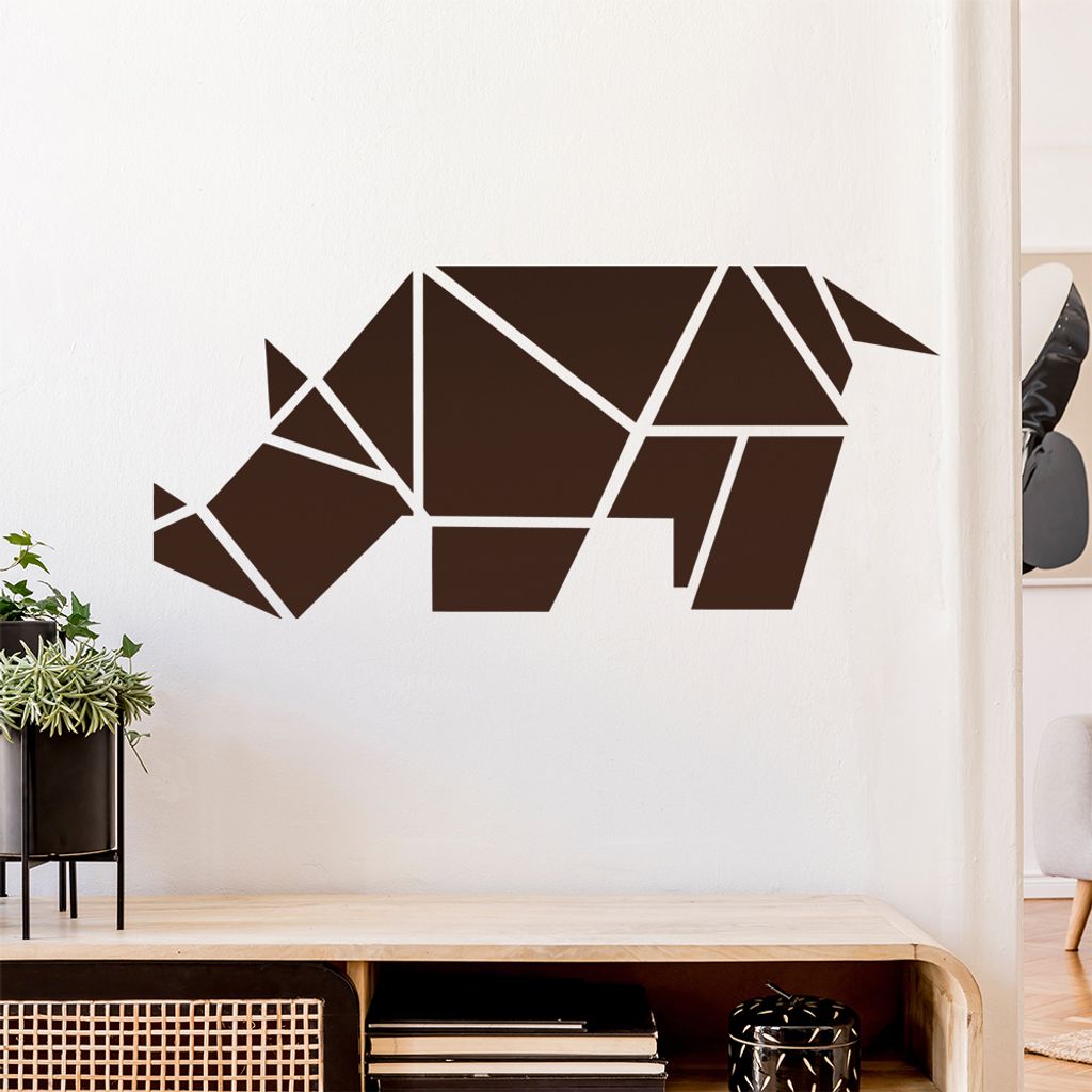 Papierfalten Nashorn Wandtattoo Wandaufkleber Wall Sticker - Dekoration, Küche, Wohnzimmer, Schlafzimmer, Badezimmer