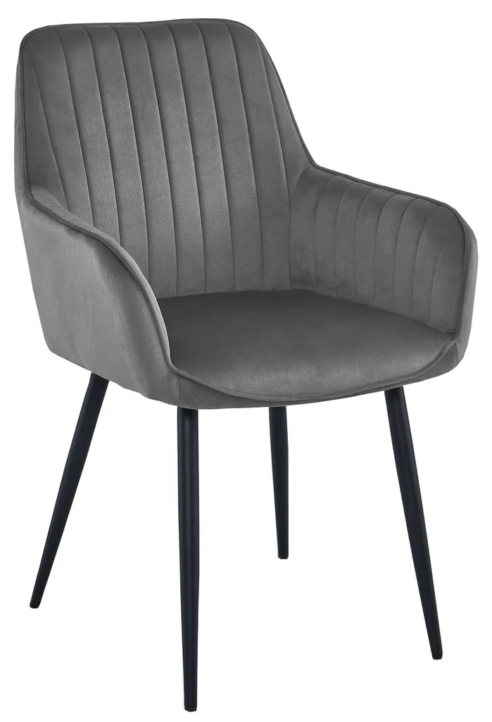 Chaise de Bureau Confortable en Velours Gris Foncé et Pieds en Métal