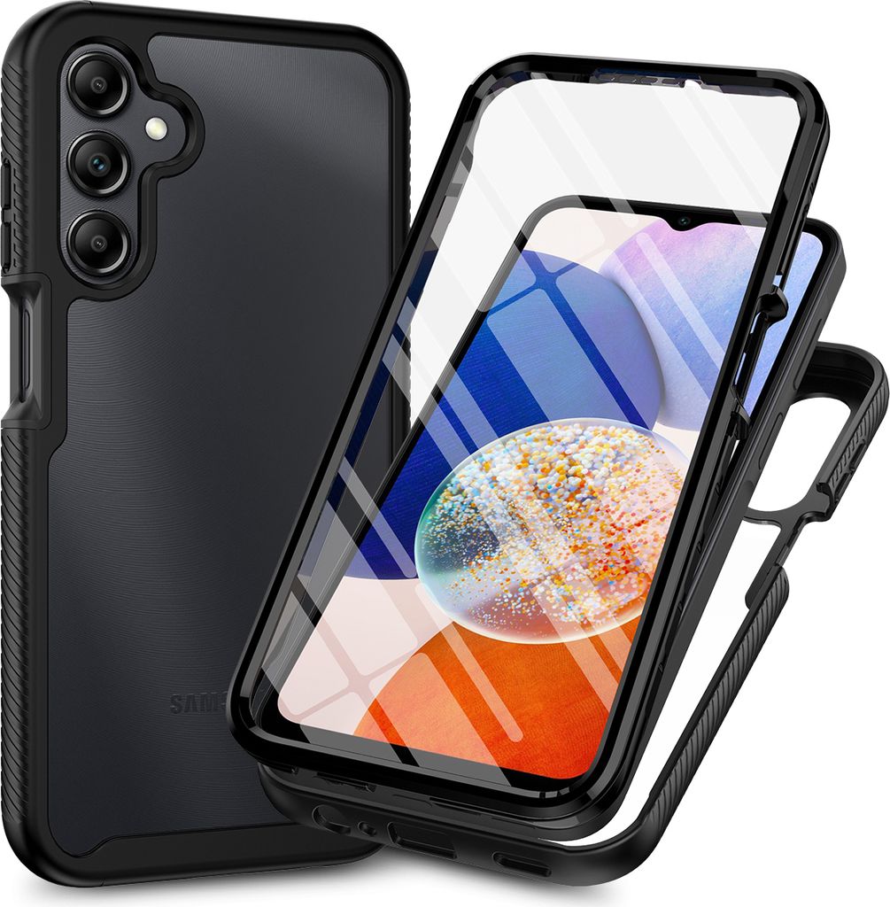 Galaxy A16 Hülle, Bumper mit Eingebautem Displayschutz Komplettschutz Schutzhülle für Samsung Galaxy A16 5G/4G Schwarz