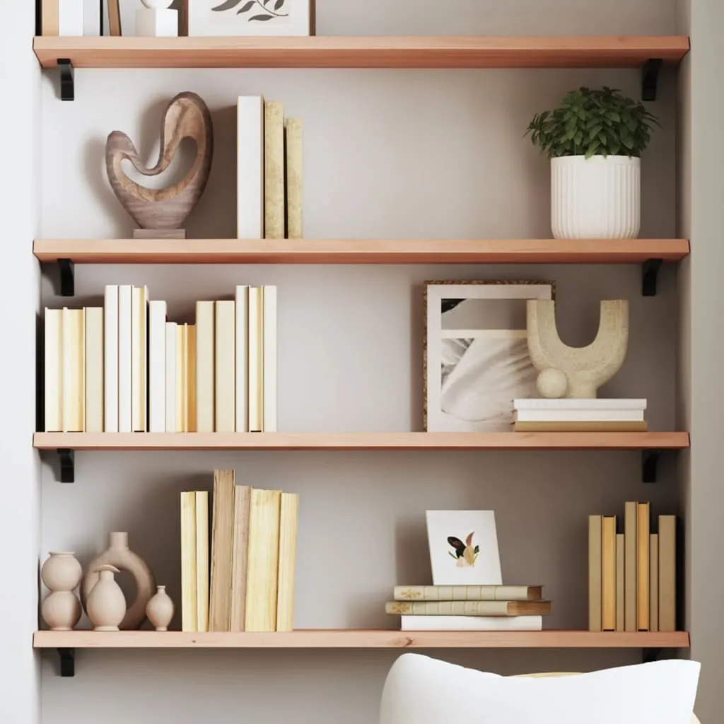 The Living Store Mensola a muro 100x30x2 cm in rovere massiccio non trattato - 7