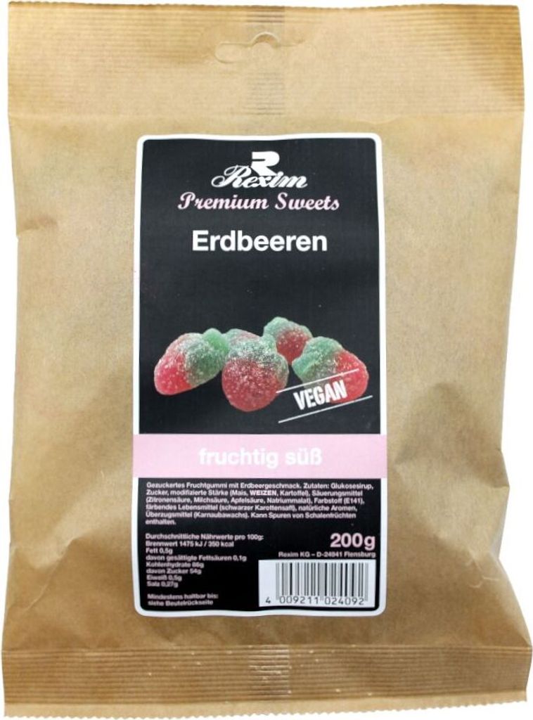 Rexim Premium Sweets vegane Erdbeeren 200g Produktbild 