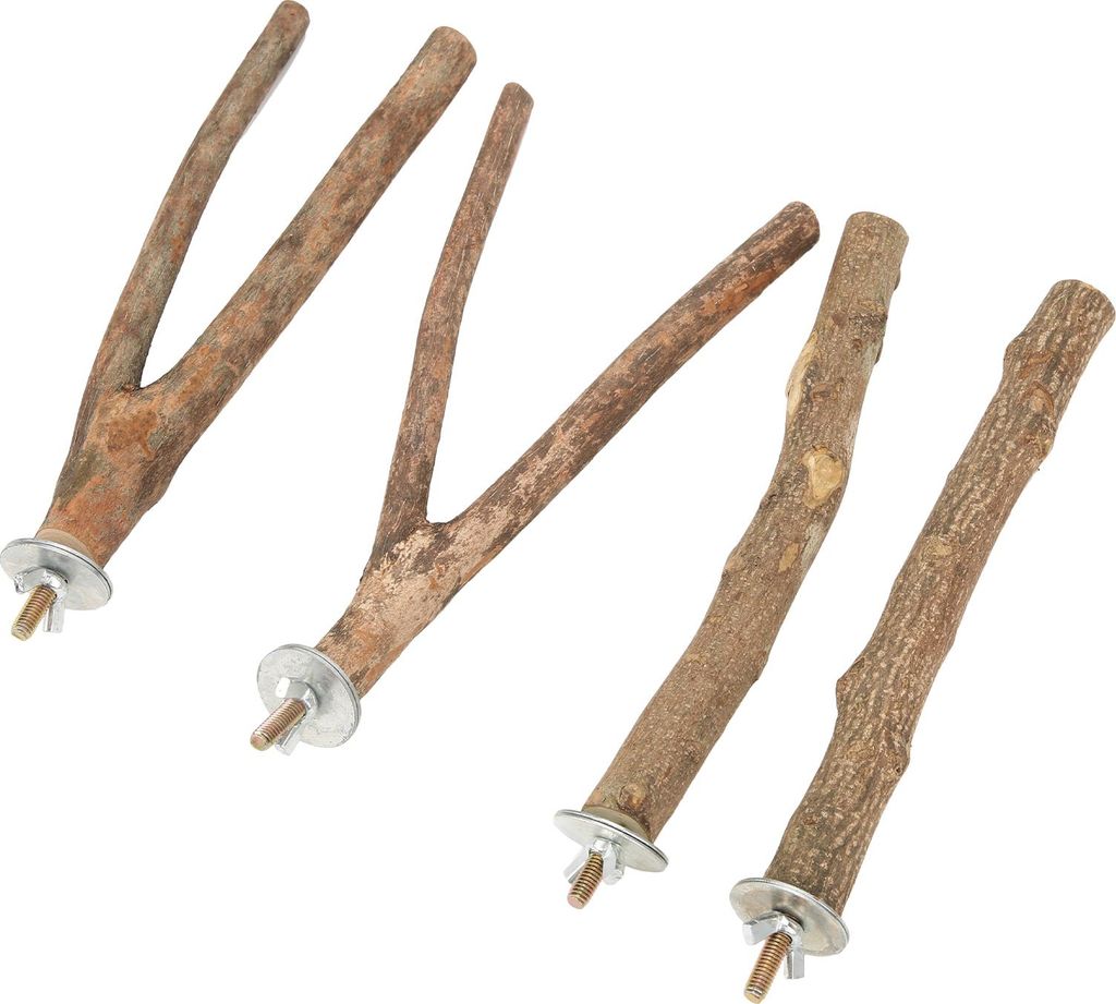 Vogelperch Stand Set natürlicher Holzkäfig für Papageien zum Klettern und Spielen
