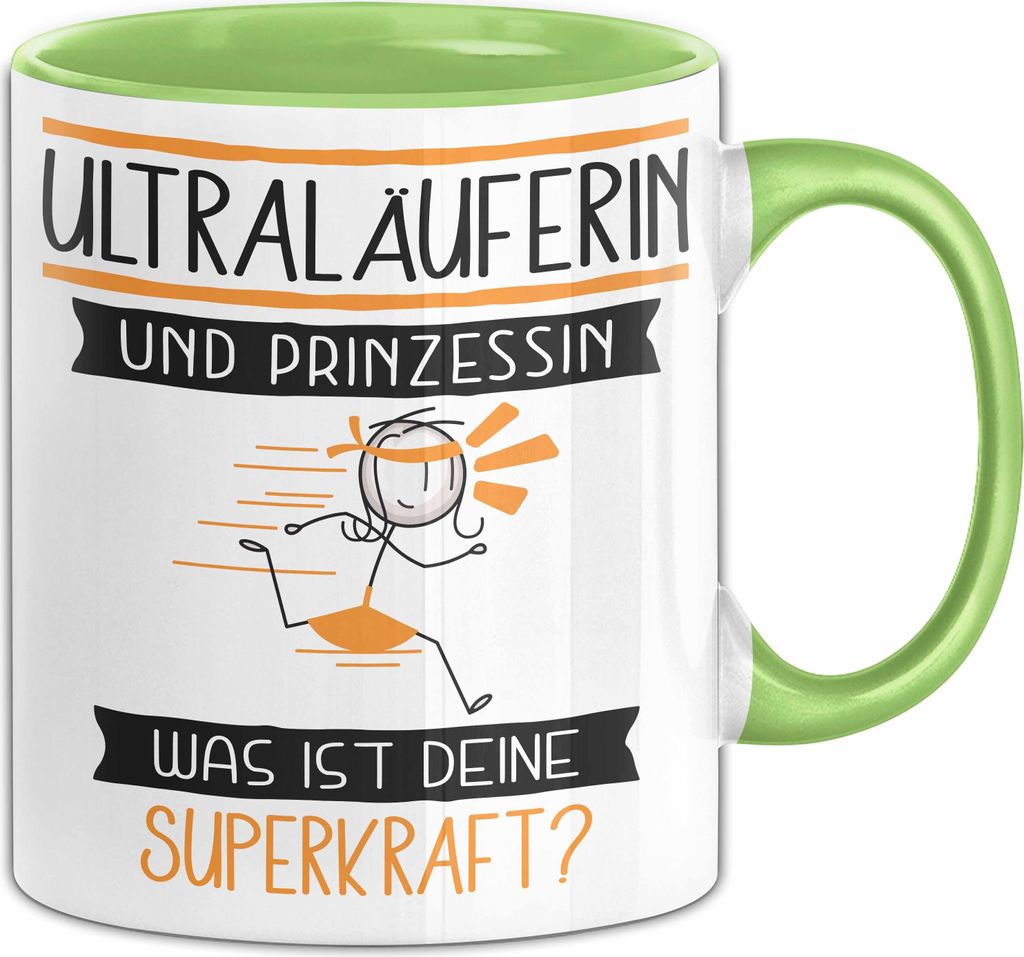 Ultraläuferin Und Prinzessin Tasse Geschenk Für Eine Ultraläuferin Geburtstag Was Ist Deine Superkraft (Grün)
