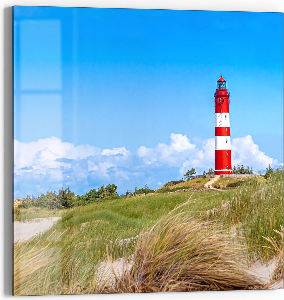 DEQORI Glasbild Echtglas 30x30 cm 'Leuchtturm auf Amrum' Produktbild 