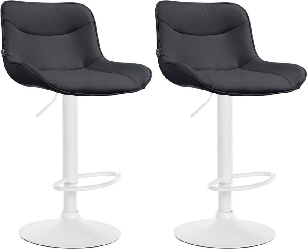 2-teiliges Barhocker-Set - Hocker - Ergonomischer Komfort, höhenverstellbar | Farbe: Schwarz | Grundfarbe: weiß